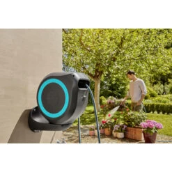 Gardena Wandslangenbox Roll-up 20 Meter Grijs Blauw -Buiten Tuin 123 291