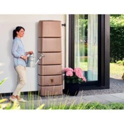 Regenton Muurmodel Slim 650 Liter + Kraan - Taupe -Buiten Tuin regenton muurmodel slim 650l taupe kr 1603726255 600